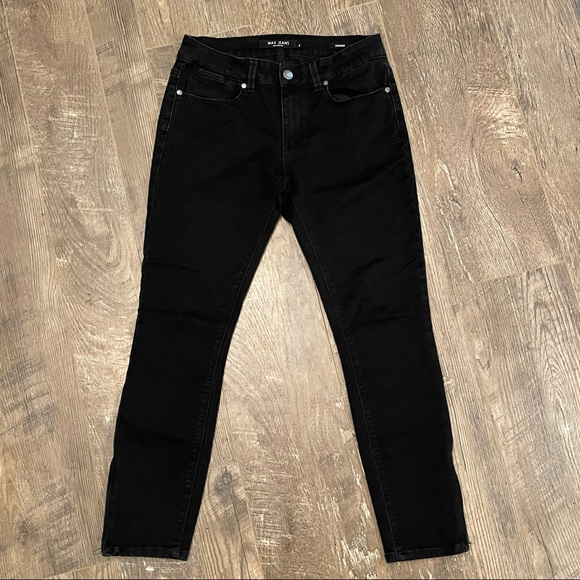 MAX JEANS Black Zipper Ankle SKIMMER Skinny Jean 6 - Picture 1 of 8